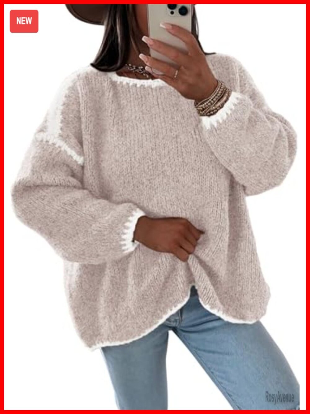 Oversized Chunky Knit Sweater Crewneck Drop Shoulder Pullover